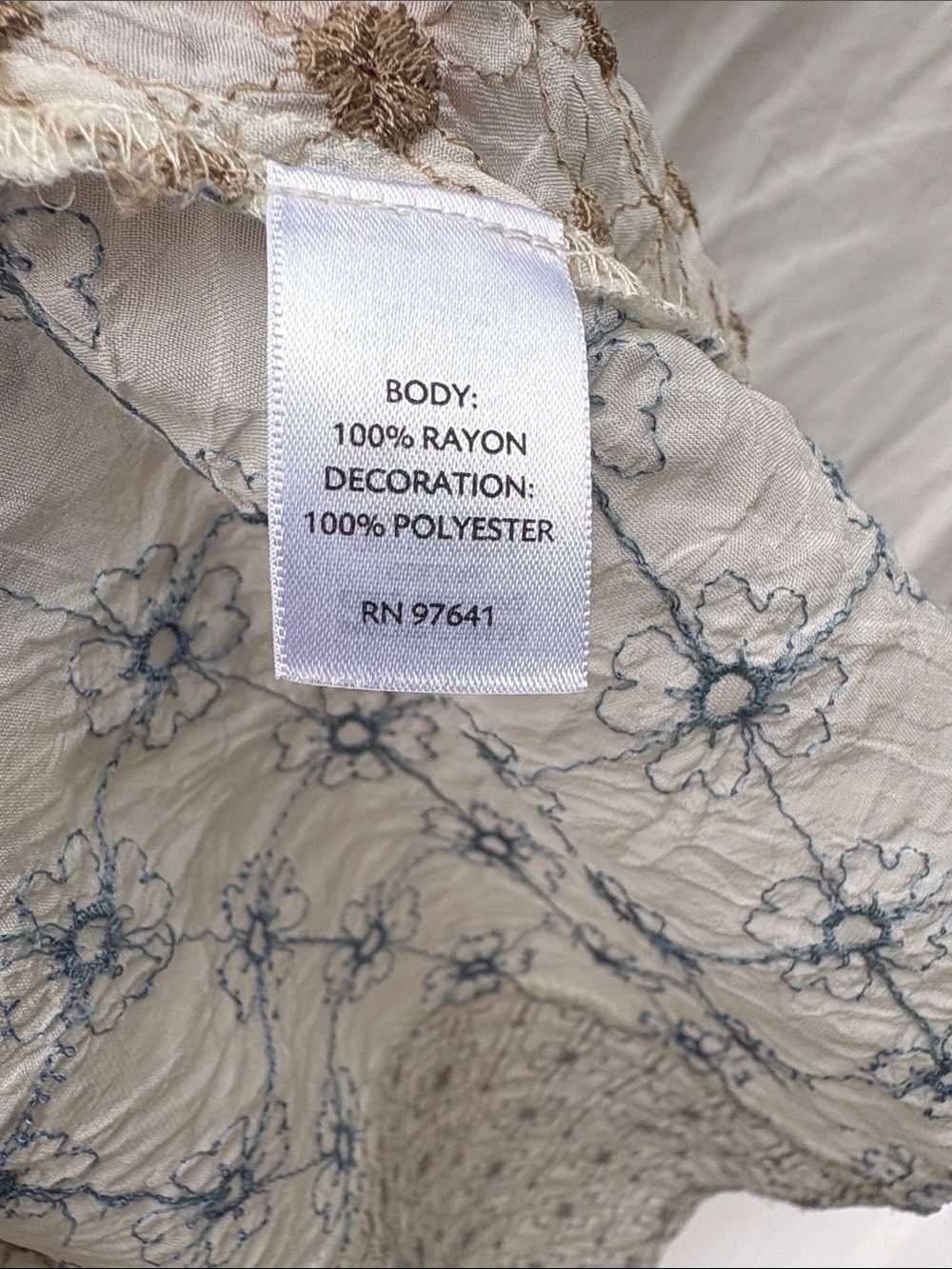 J. Jill White Button-Down Shirt with Pink, Brown, and Blue Embroidered Panels - Picture 3 of 12